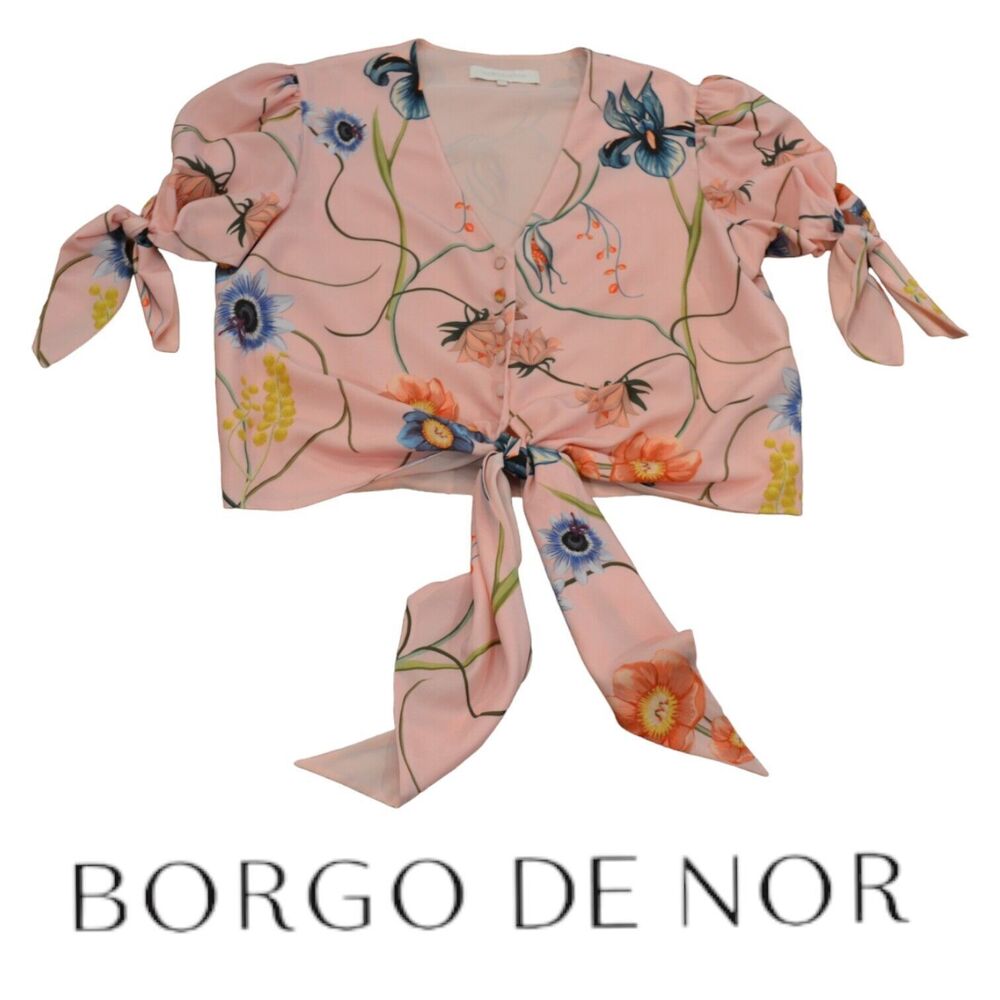 Borgo De Nor Floral Print V-Neck Crop‎ Top Size 14
